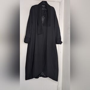 Annette Görtz Black Oversized Wrap Trench Coat Virgin Wool w/ Shawl Collar EU 42